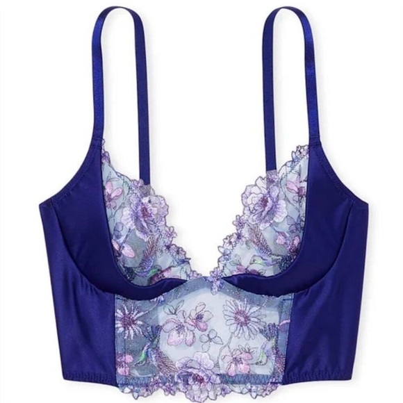 Victoria's Secret Other - New Victoria’s Secret Royal Blue Longline Bralette Lace Hummingbird in size 32B
